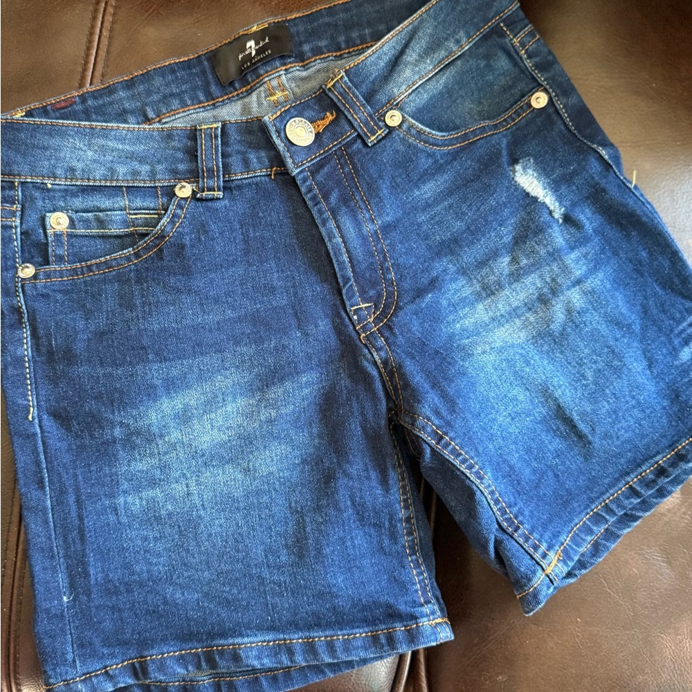 7 For All Mankind Dark Blue Denim Jean Shorts-Girls sz 12-EUC
